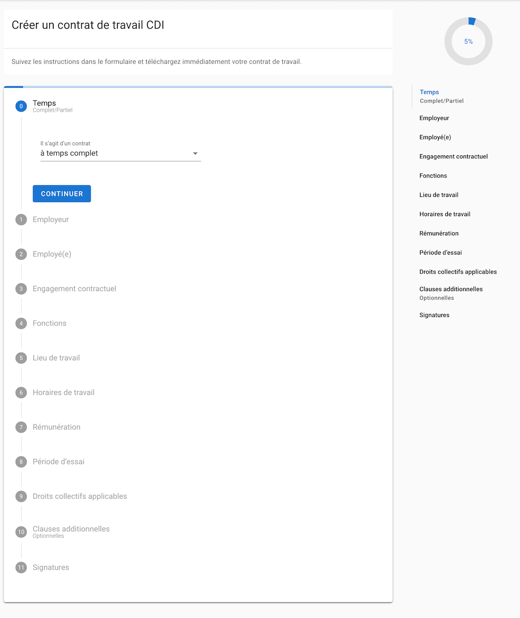 créer, rédiger, faire et télécharger un contrat de travail CDI